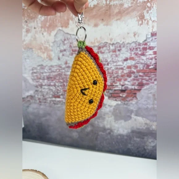 Handcrafted Taco Keychain Crochet Amigurumi - Picture 1 of 11